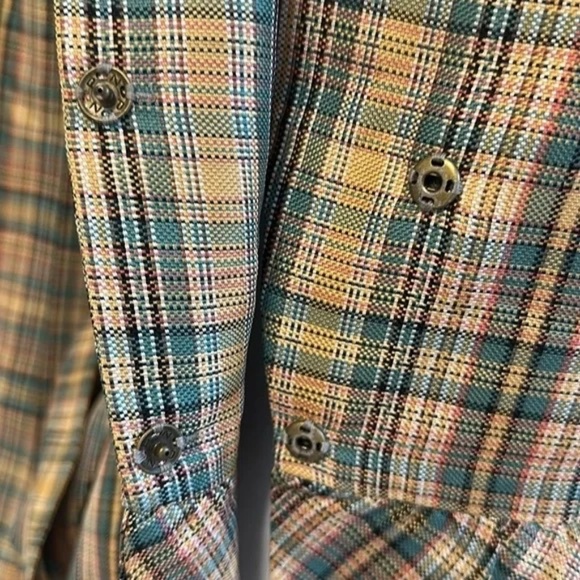 AKRIS Size 6 Green, cream, brown Plaid Silk Cropped Belted Blazer - Picture 6 of 10